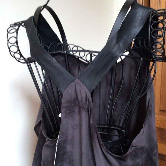 Eileen fisher silk top with leather straps, Medium, New without tags - Picture 5 of 7